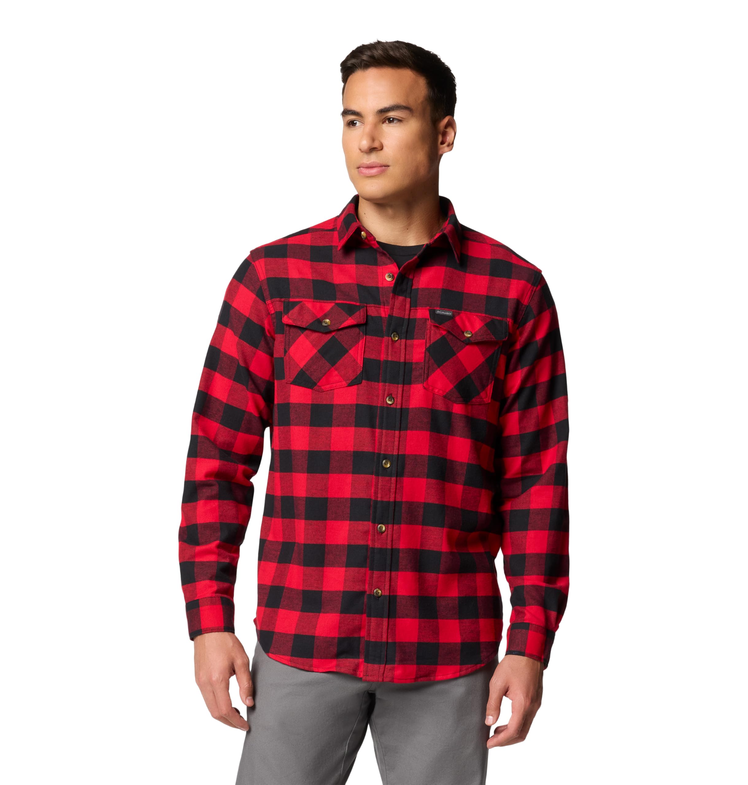 Columbia Men's Warm Bearmouth Springs Roll Up Long Sleeve Flannel Shirt for Hunting and Work