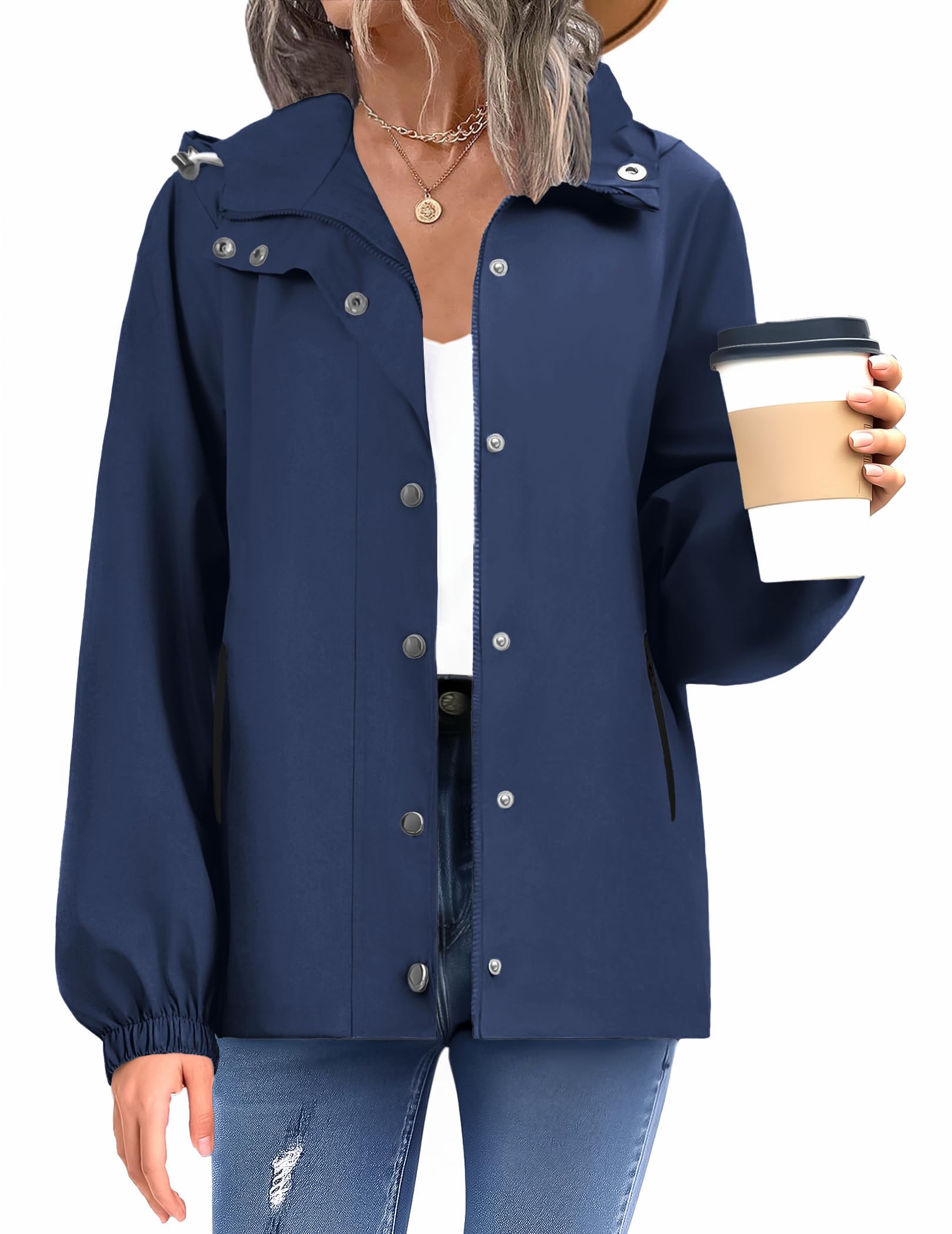 Zeagoo Women's Waterproof Rain Jacket - Lightweight Windbreaker Raincoat with Pockets for Outdoor Adventures  
Zeagoo Wo